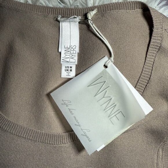 Marla Wynne Taupe Scoop Neck Side Slits Ribbed Side Slit Sweater Tank - Picture 14 of 16